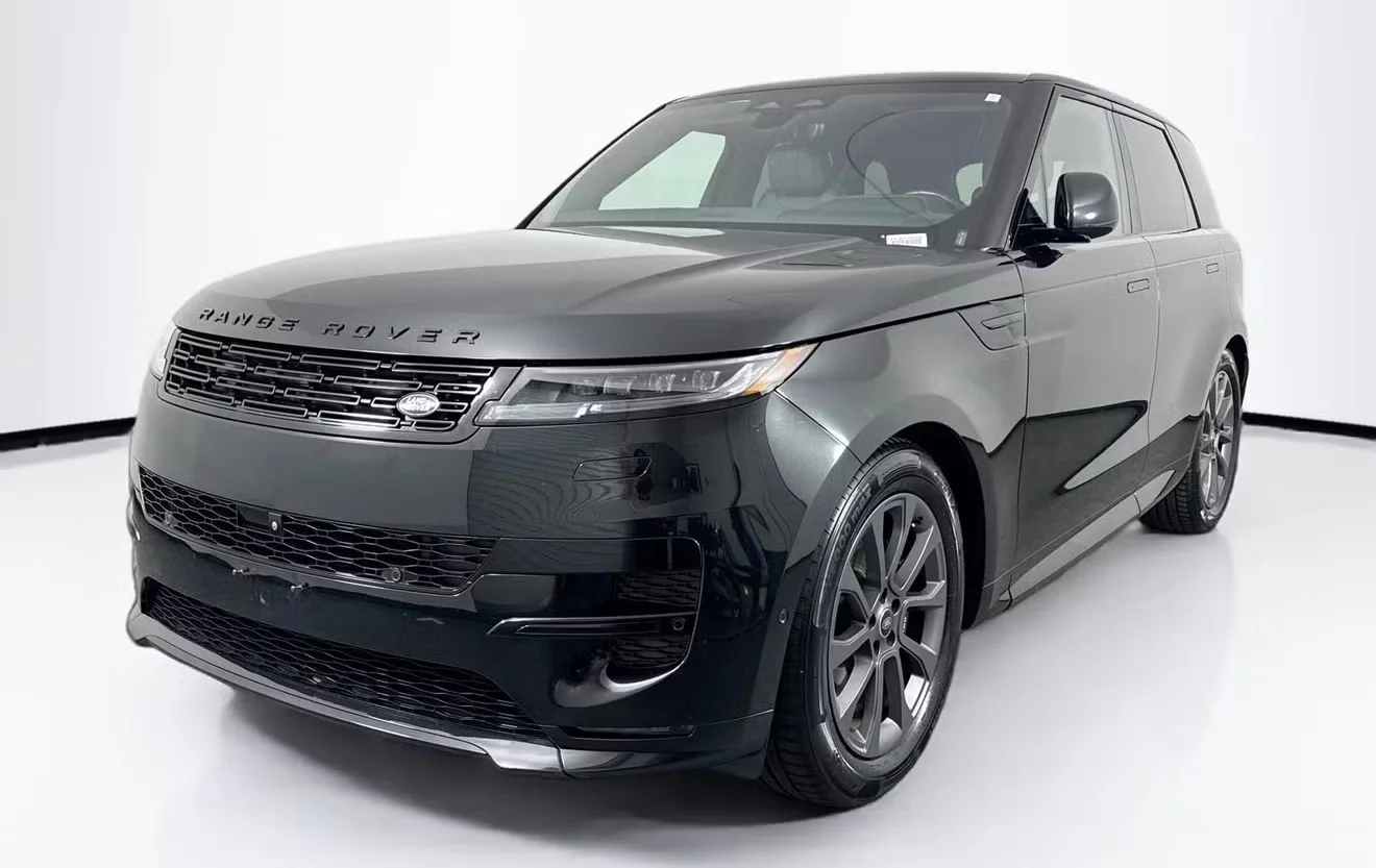 Black Range Rover Sport in a studio